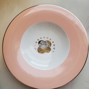 Anthropologie Spal Porcelanas Cliveden soup bowl. Pink white  silver . I piece